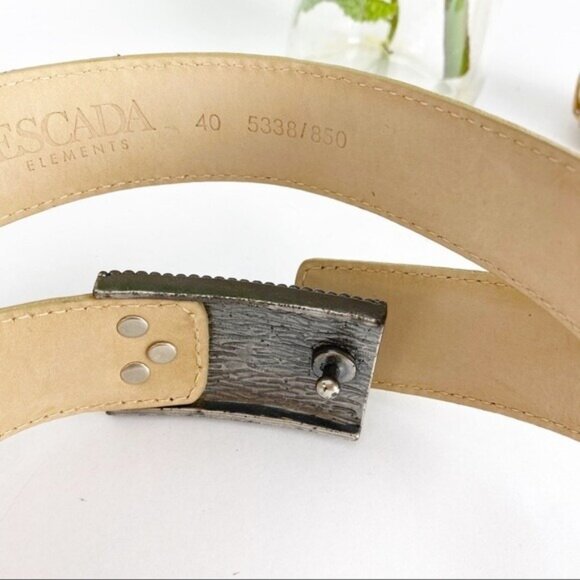 Escada Womens Belt Size Small Tan Ostrich Full Quill Leather Rectangular Buckle main image 8